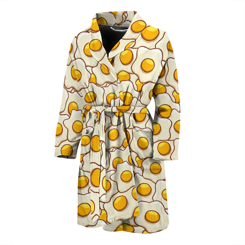 Fried Eggs Pattern Print Design 02 Men's Bathrobe