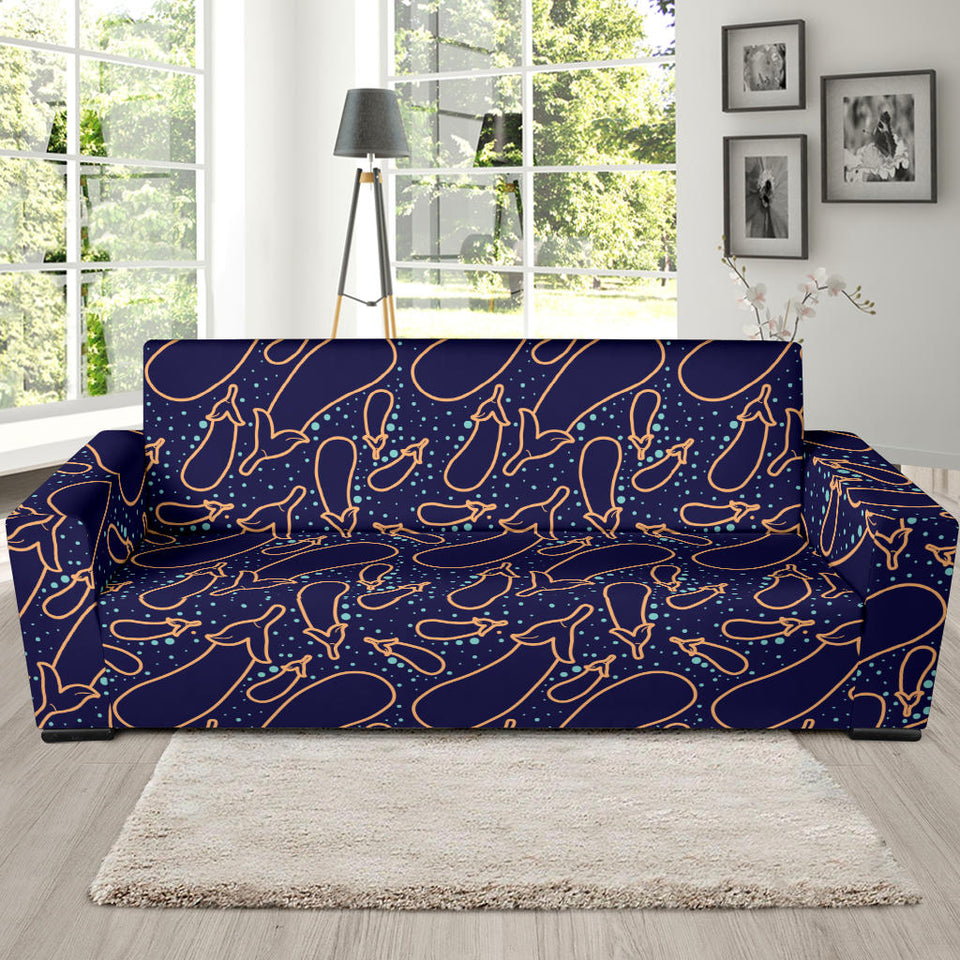 Eggplant Pattern Print Design 04 Sofa Slipcover