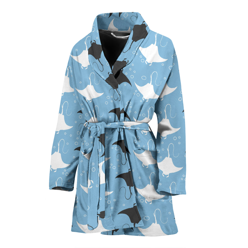 Stingray Pattern Print Design 03 Women's Bathrobe