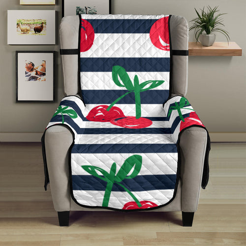 Hand drawn cherry pattern striped background Chair Cover Protector