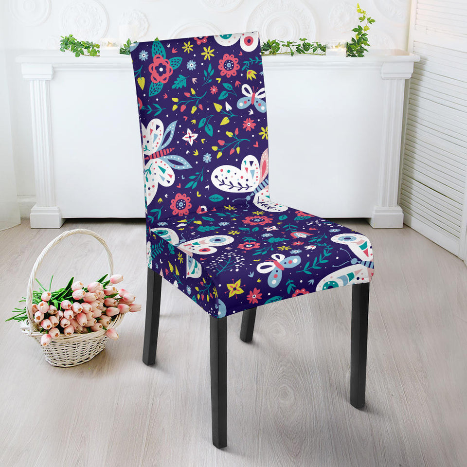 Colorful Butterfly Flower Pattern.Eps Dining Chair Slipcover