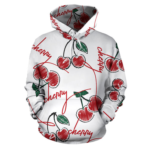 Hand Drawn Cherry Pattern Men Women Pullover Hoodie