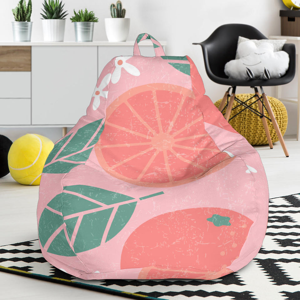 Grapefruit Leaves Flower Pink Background Bean Bag Cover