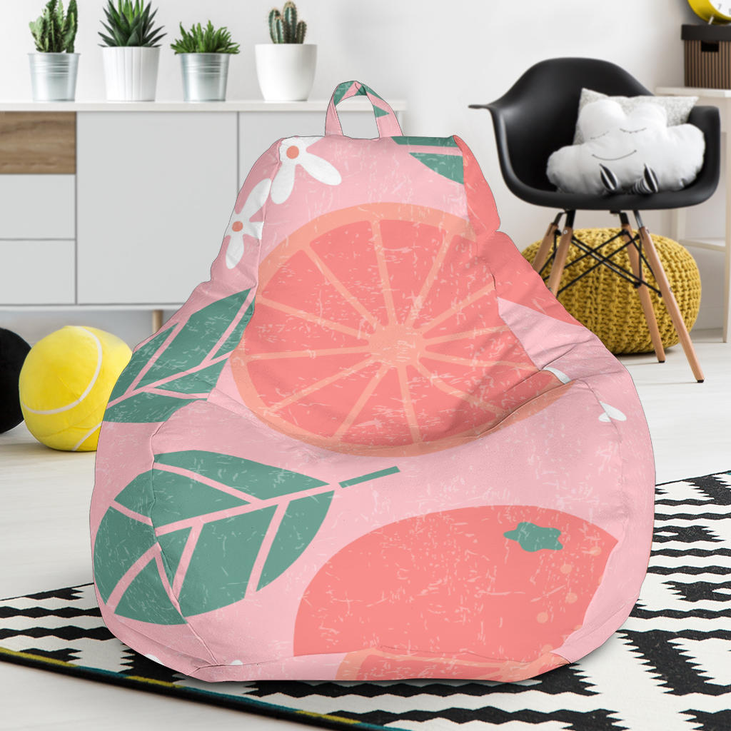 Grapefruit Leaves Flower Pink Background Bean Bag Cover