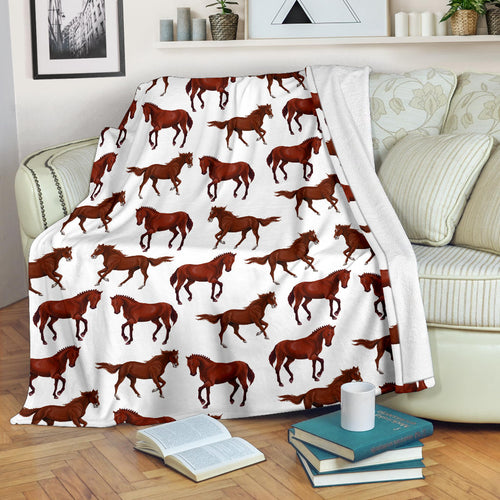 Horses Running Pattern Background Premium Blanket