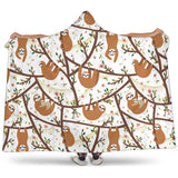 Sloths Hanging On The Tree Pattern Hooded Blanket