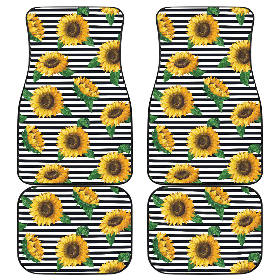 Sunflowers Ribbon Background Front And Back Car Mats