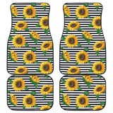 Sunflowers Ribbon Background Front And Back Car Mats