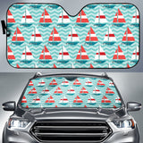 Red White Sailboat Wave Background Car Sun Shade