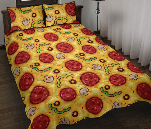 Pizza texture pattern Quilt Bed Set