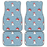 Cute Penguin Christmas Snow Pattern Front And Back Car Mats
