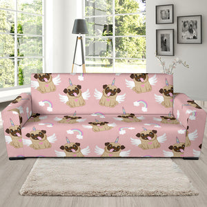 Cute Unicorn Pug Pattern Sofa Slipcover
