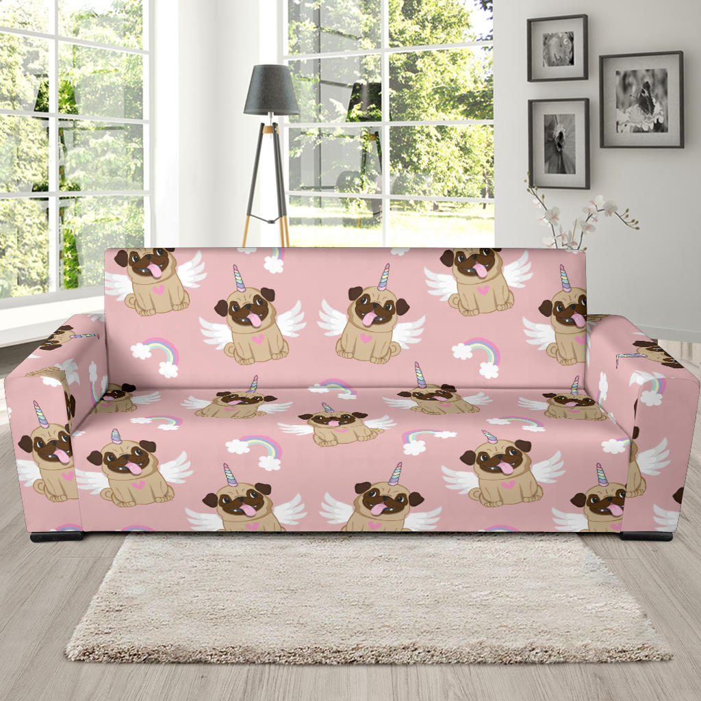 Cute Unicorn Pug Pattern Sofa Slipcover