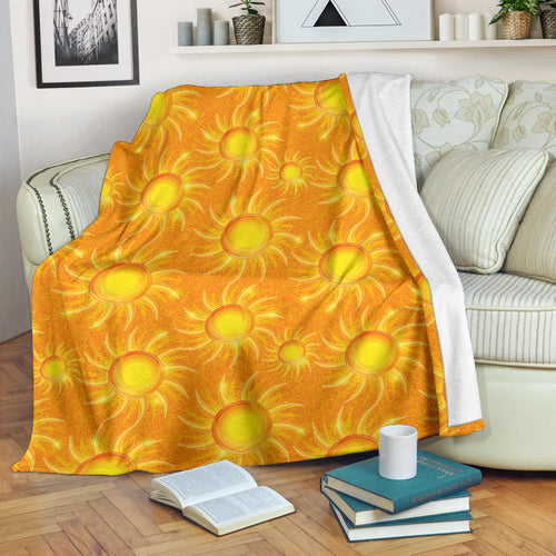 Sun Orange Background Premium Blanket