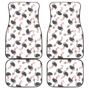 Ostrich Pattern Print Design 02 Front and Back Car Mats