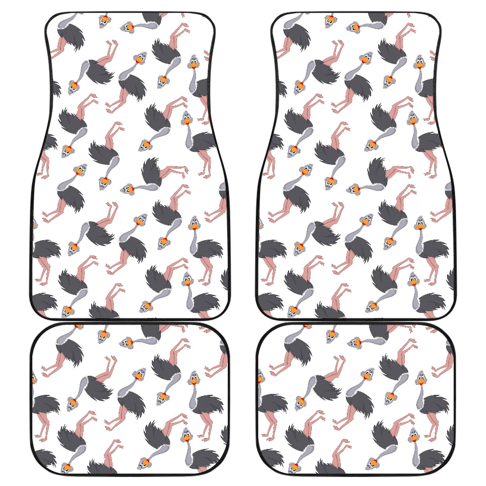 Ostrich Pattern Print Design 02 Front and Back Car Mats