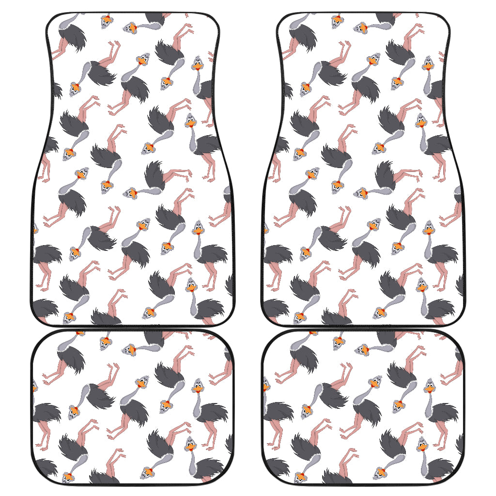 Ostrich Pattern Print Design 02 Front and Back Car Mats