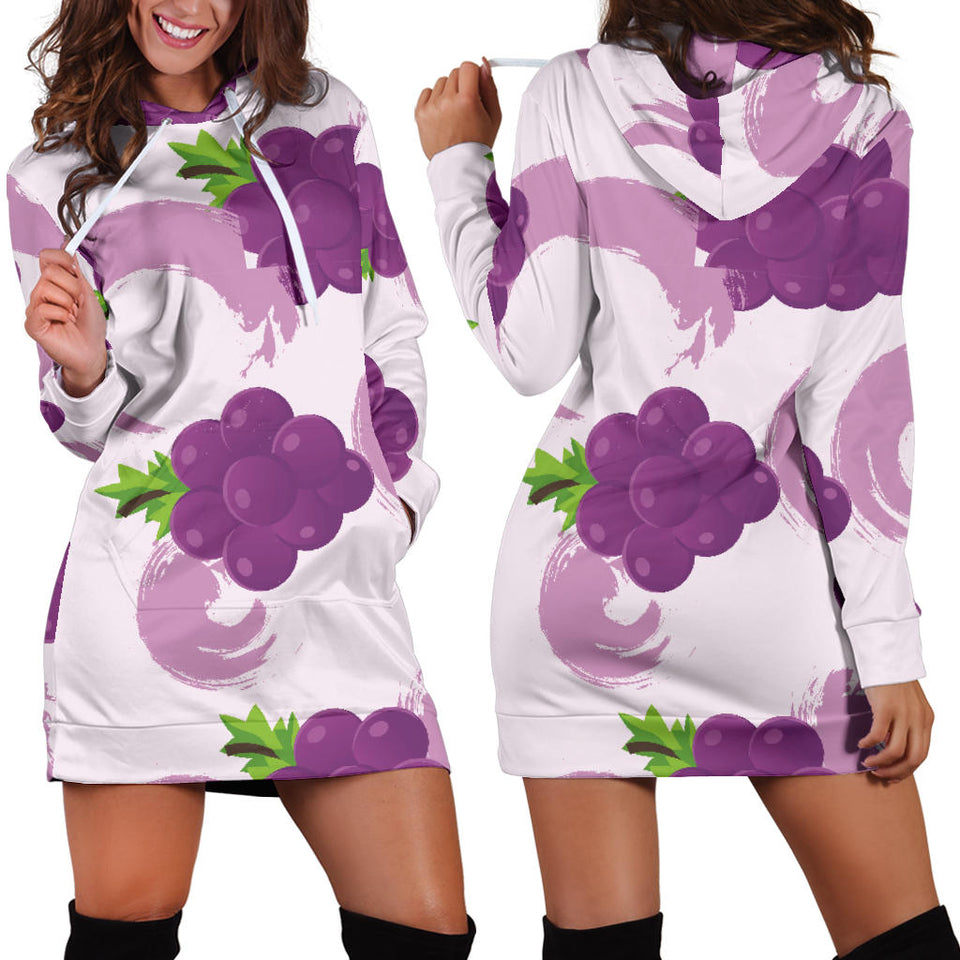 Cute Grape Pattern Women'S Hoodie Dress