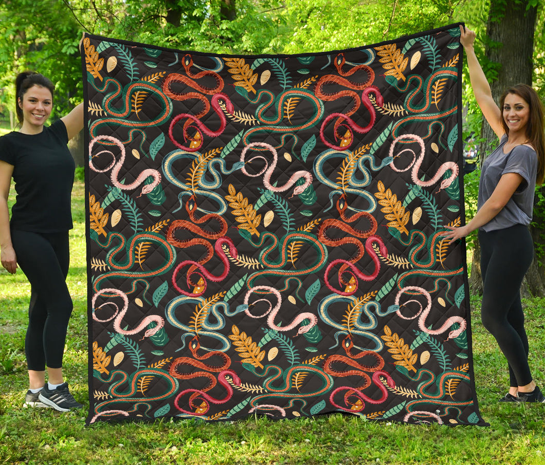 Colorful Snake Plant Pattern Premium Quilt