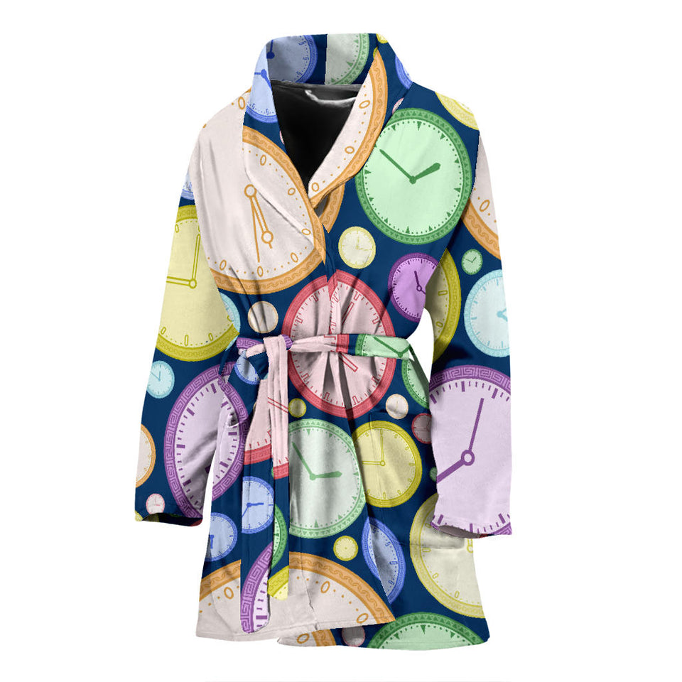 Colorful Clock Background Women'S Bathrobe
