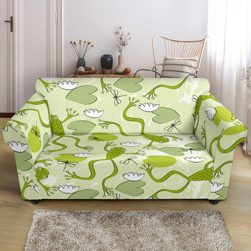 Cute Frog Dragonfly Pattern Loveseat Couch Slipcover