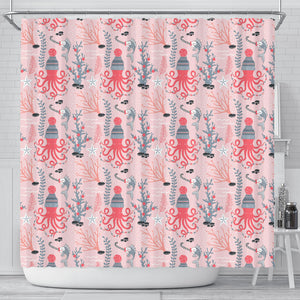 Octopus Winter Hat Garland Fish Candy Seaweed Coral Starfish Shower Curtain Fulfilled In US
