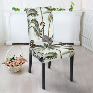 Monkey Sloth Lemur Palm Trees Pattern Dining Chair Slipcover