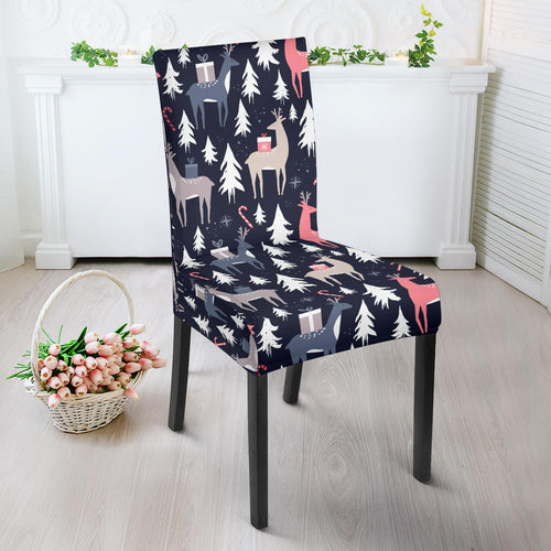 Deers Winter Christmas Pattern Dining Chair Slipcover