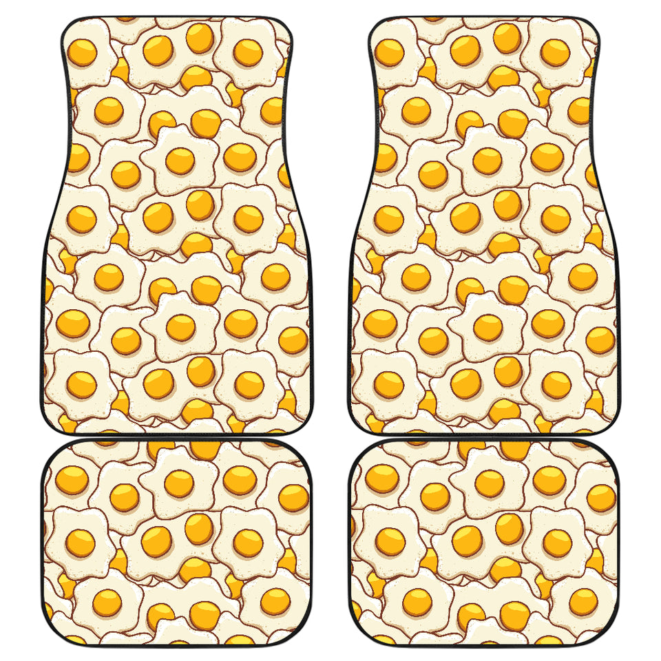 Fried Eggs Pattern Print Design 02 Front and Back Car Mats