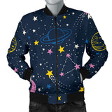 Space Pattern With Planets, Comets, Constellations And Stars Men'S Bomber Jacket