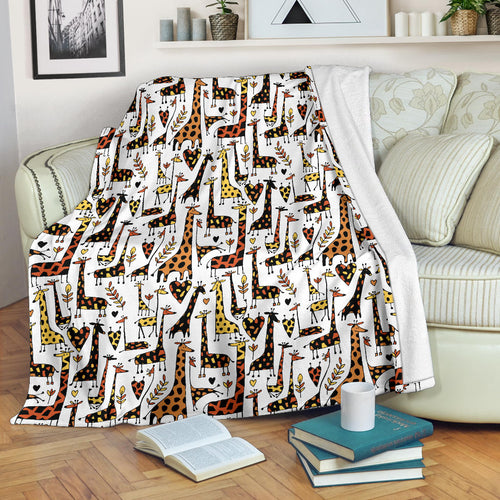 Giraffe Pattern Print Design 05 Premium Blanket