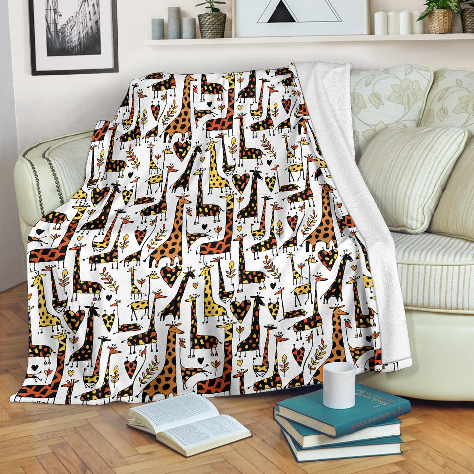 Giraffe Pattern Print Design 05 Premium Blanket