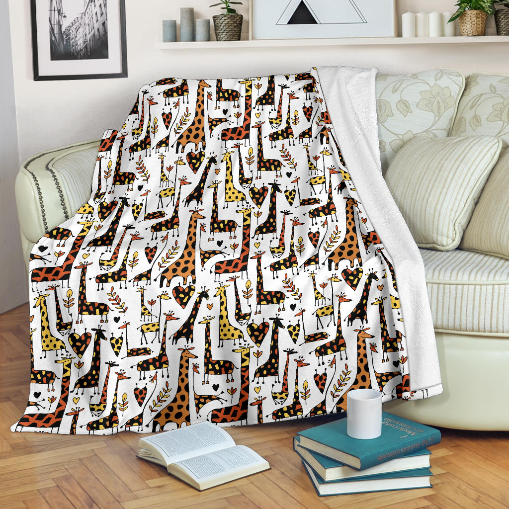 Giraffe Pattern Print Design 05 Premium Blanket