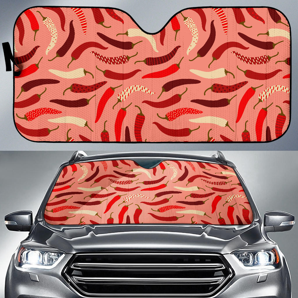 Beautiful Chili Peppers Pattern Car Sun Shade