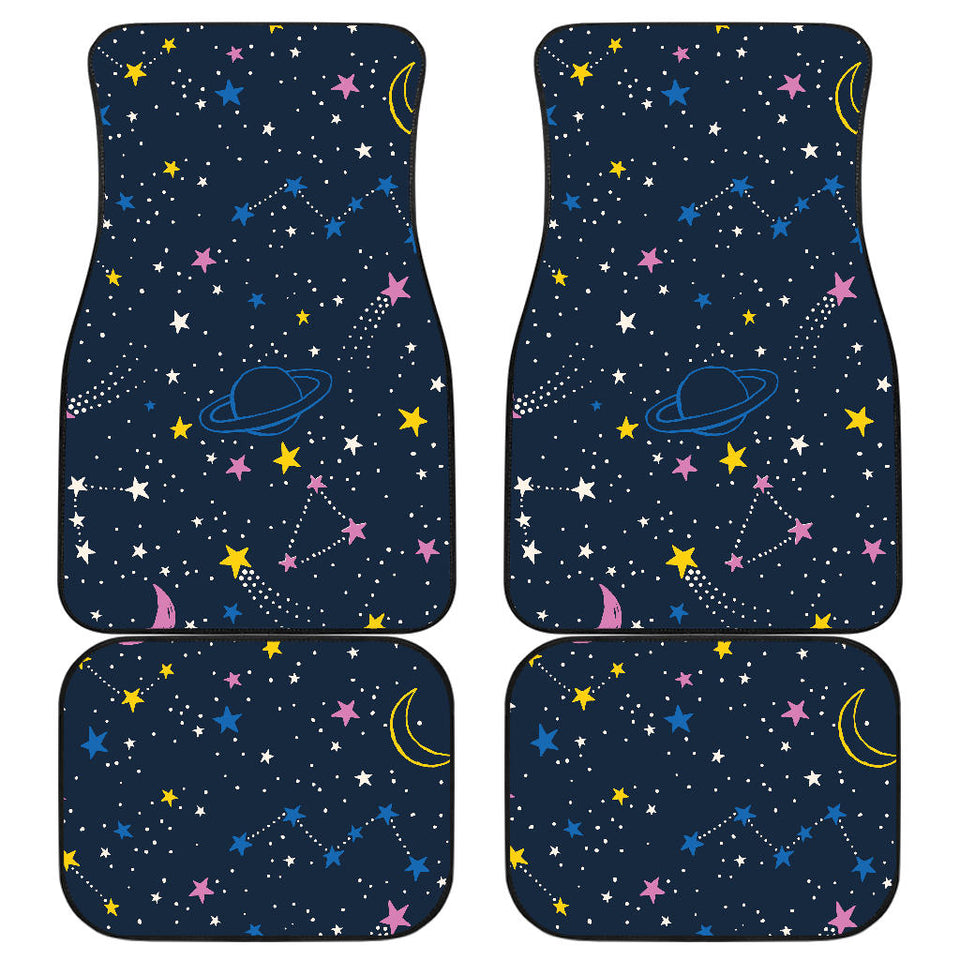 Space Pattern With Planets, Comets, Constellations And Stars Front And Back Car Mats