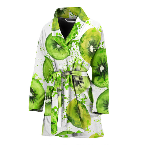 Watercolor Kiwi Pattern Women'S Bathrobe