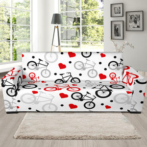 Bicycle Pattern Print Design 04 Sofa Slipcover