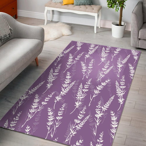 Lavender Flowers Purple Pattern Area Rug