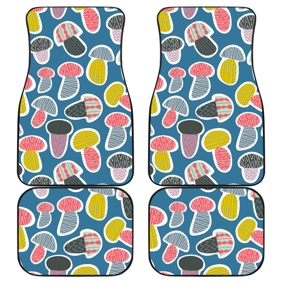 Colorful Mushroom Design Pattern Front And Back Car Mats