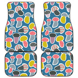 Colorful Mushroom Design Pattern Front And Back Car Mats