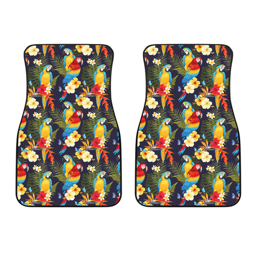 Colorful Parrot Flower Pattern Front Car Mats