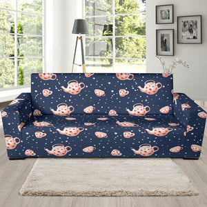 Tea pots Pattern Print Design 04  Sofa Slipcover