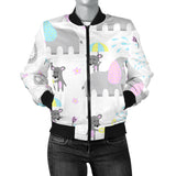 Cute Elephant Mouse Pattern Women'S Bomber Jacket