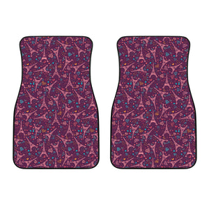 Eiffel Tower Heart Pattern Print Design 04 Front Car Mats