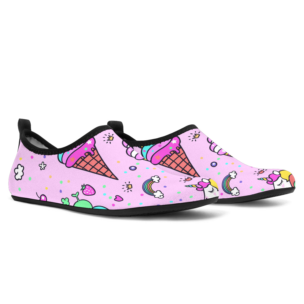 Cute Ice Cream Cone Animal Pattern Aqua Shoes