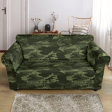 Digital Green Camo Camouflage Pattern Loveseat Couch Slipcover