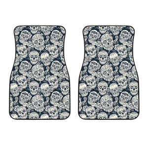 Sugar Skull Black White Pattern Front Car Mats