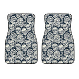 Sugar Skull Black White Pattern Front Car Mats