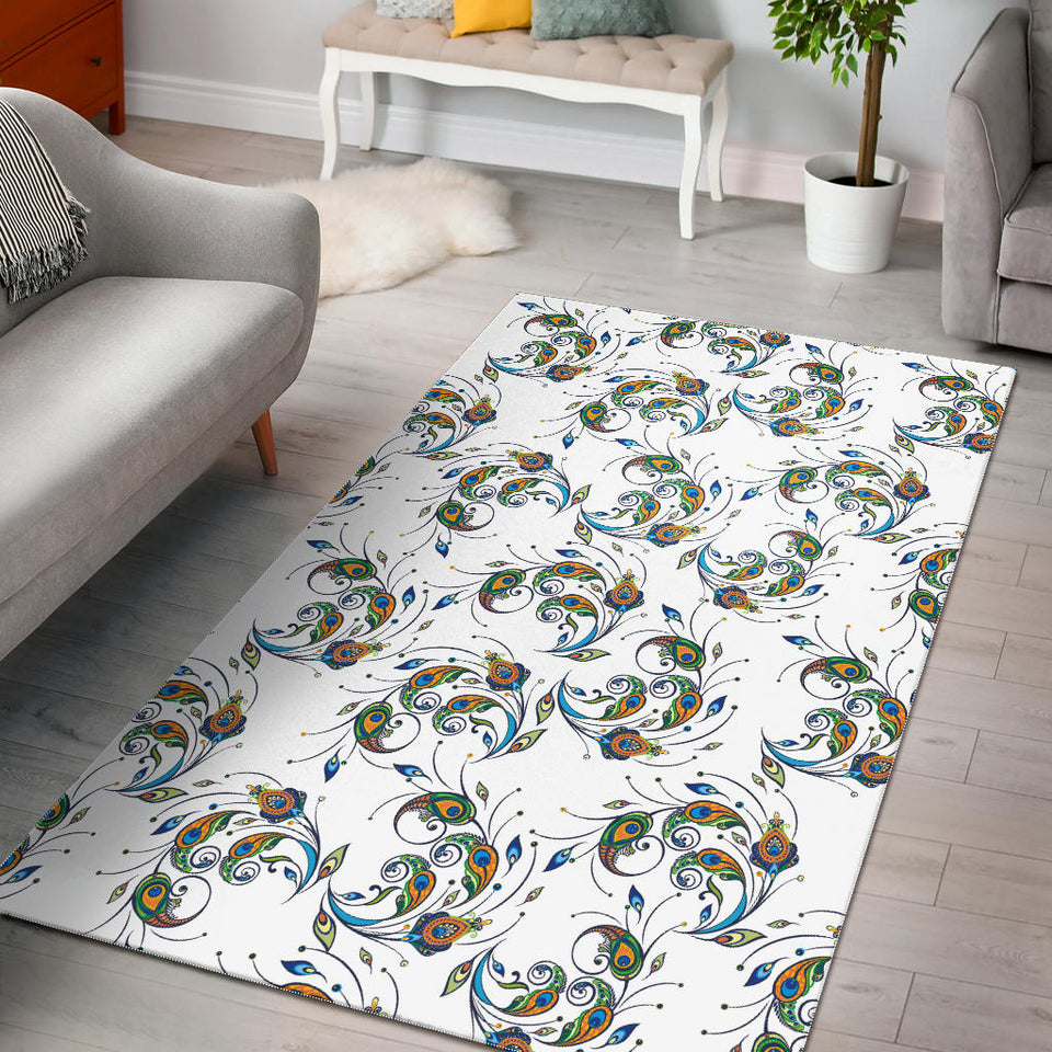 Peacock Feather Pattern Area Rug