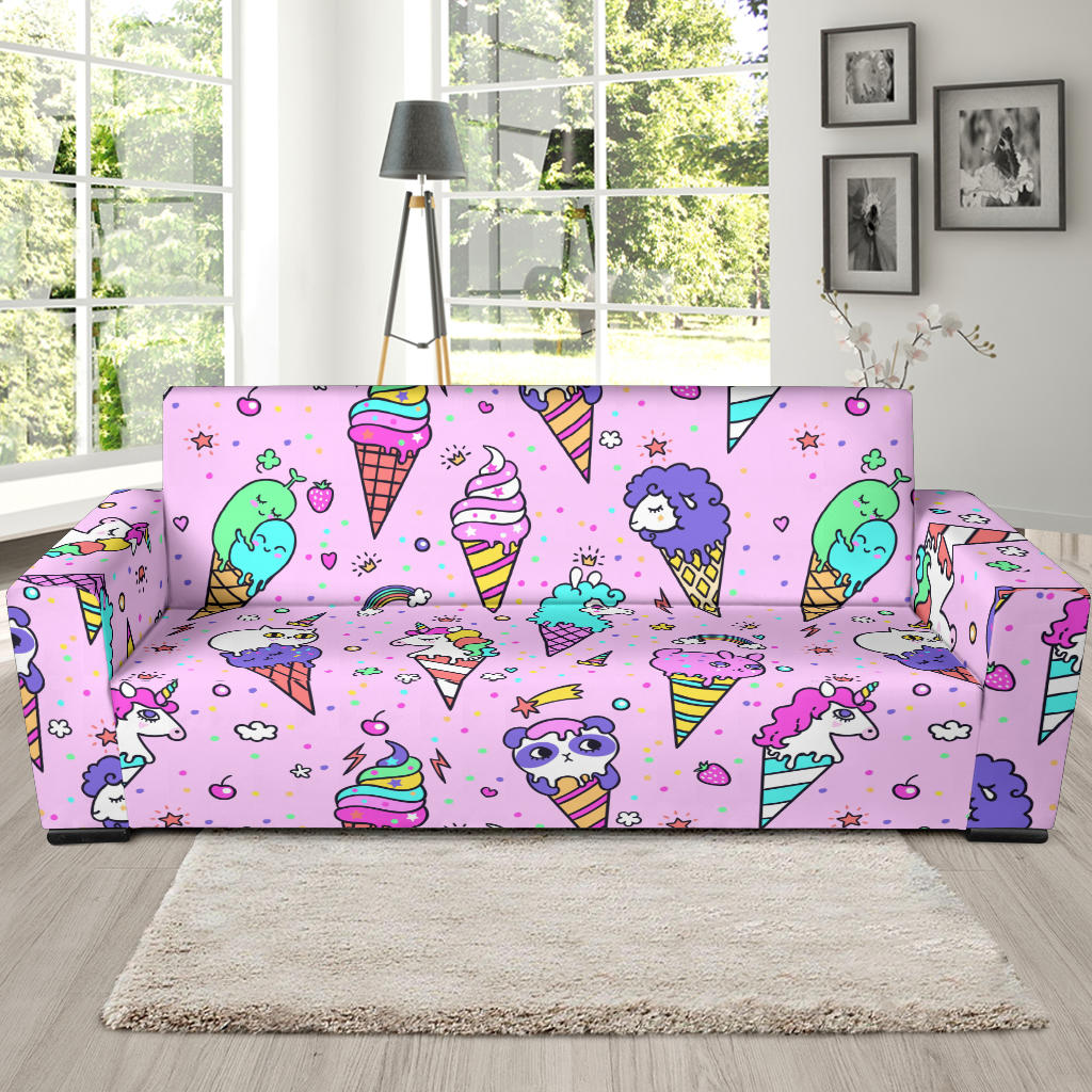 Cute Ice Cream Cone Animal Pattern Sofa Slipcover